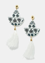 Load image into Gallery viewer, Retro Print Tassel Dangle Earrings