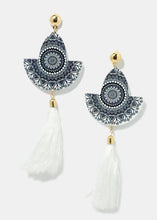 Load image into Gallery viewer, Retro Print Tassel Dangle Earrings