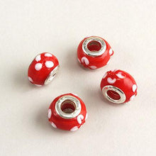 Load image into Gallery viewer, Red Glass Flower Bead Charm
