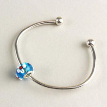 Load image into Gallery viewer, Blue Glass Flower Bead Charm
