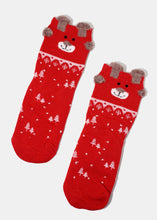 Load image into Gallery viewer, Red Christmas Theme Socks
