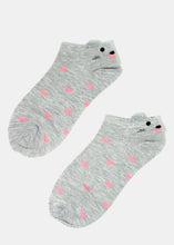 Load image into Gallery viewer, Heart Print &amp; Animal Ears Low Cut Socks
