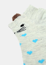 Load image into Gallery viewer, Kitty Heart Print &amp; Fuzzy Ears Low-Cut Socks
