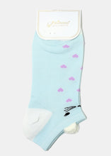 Load image into Gallery viewer, Kitty Heart Print &amp; Fuzzy Ears Low-Cut Socks

