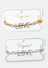 Load image into Gallery viewer, &quot;LOVE&quot; Rhinestone Chain Bracelet
