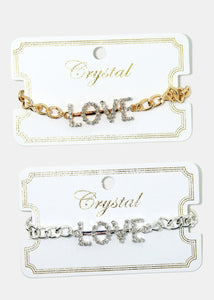 "LOVE" Rhinestone Chain Bracelet