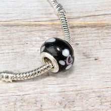 Load image into Gallery viewer, Black Spotted Glass Bead Charm
