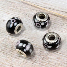 Load image into Gallery viewer, Black Spotted Glass Bead Charm
