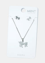 Load image into Gallery viewer, Unicorn Necklace &amp; Earrings Set
