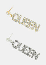 Load image into Gallery viewer, Rhinestone Studded &quot;QUEEN&quot; Earrings
