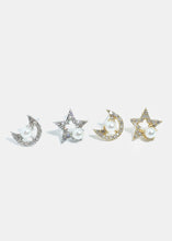 Load image into Gallery viewer, Rhinestone Moon &amp; Star Earrings
