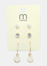 Load image into Gallery viewer, 3-Pair Pearl &amp; Hoop Earrings
