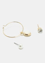 Load image into Gallery viewer, 3-Pair Pearl &amp; Hoop Earrings
