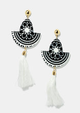 Load image into Gallery viewer, Retro Print Tassel Dangle Earrings
