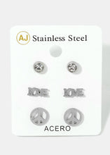 Load image into Gallery viewer, 3-Pair Peace &amp; Love Earrings
