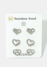 Load image into Gallery viewer, 3-Pair Heart Earrings
