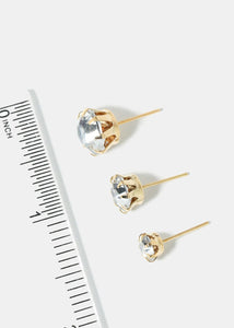 15-Pair Rhinestone Stud Earrings