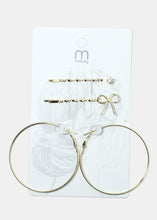 Load image into Gallery viewer, 3-Piece Hoop Earrings &amp; Hair Pins
