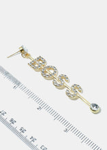 Load image into Gallery viewer, Dangling Rhinestone &quot;BOSS&quot; Earrings

