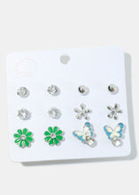 Load image into Gallery viewer, 6-pair Flower &amp; Butterfly Stud Earrings
