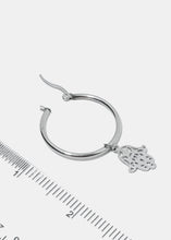 Load image into Gallery viewer, Dangling Hamsa Hand Hoop Earrings
