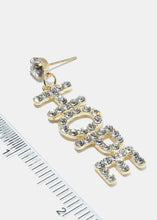 Load image into Gallery viewer, Rhinestone &quot;HOPE&quot; Dangle Earrings
