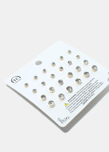 12-Pair Rhinestone Stud Earrings