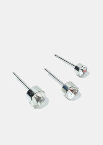12-Pair Rhinestone Stud Earrings