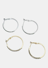 Load image into Gallery viewer, Rhinestone Accent Hoop Earrings
