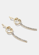 Load image into Gallery viewer, Rhinestone Studded Dangle Bar Earrings
