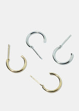 Load image into Gallery viewer, 3-Pair Rhinestone Flower &amp; Half Hoop Earrings
