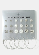 Load image into Gallery viewer, 12-Pair Rhinestone Ball &amp; Hoop Earrings
