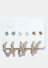 Load image into Gallery viewer, 6-Pair Ball &amp; Textured Hoop Earrings
