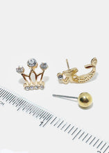 Load image into Gallery viewer, 6-Pair Crown &amp; Mermaid Earring Set
