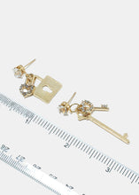 Load image into Gallery viewer, Key &amp; Lock Rhinestone Earrings
