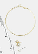 Load image into Gallery viewer, 3-Pair Rhinestone Flower &amp; Hoop Earrings
