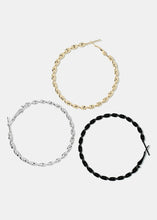 Load image into Gallery viewer, 3-Pair Twisted Hoop Earrings
