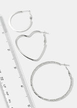Load image into Gallery viewer, 3-Pair Multi Design Hoop Earrings
