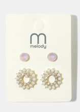 Load image into Gallery viewer, 2-Pair Pearl &amp; Gemstone Earrings
