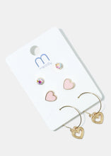 Load image into Gallery viewer, 3-Pair Heart Multi Design Earrings
