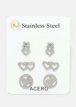 Load image into Gallery viewer, 3-Pair Heart Earrings
