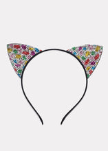 Load image into Gallery viewer, Multi-Color Rhinestone Cat Ear Headband
