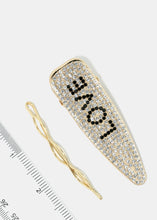 Load image into Gallery viewer, 2-Piece Rhinestone Studded Logo Hair Pins
