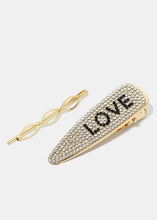 Load image into Gallery viewer, 2-Piece Rhinestone Studded Logo Hair Pins
