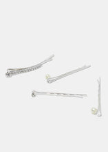 Load image into Gallery viewer, 4-Piece Pearl &amp; Rhinestone Hair Pin
