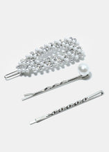Load image into Gallery viewer, 3-Piece Pearl &amp; Rhinestone Hair Pin Set
