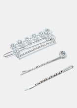 Load image into Gallery viewer, 3-Piece Flower Pearl &amp; Rhinestone Hair Pins
