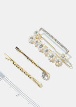Load image into Gallery viewer, 3-Piece Flower Pearl &amp; Rhinestone Hair Pins

