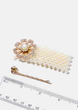 Load image into Gallery viewer, 3-Piece Pearl &amp; Rhinestone Flower Hair Pins
