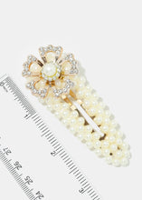 Load image into Gallery viewer, 3-Piece Rhinestone Flower &amp; Pearl Open Hair Pins

